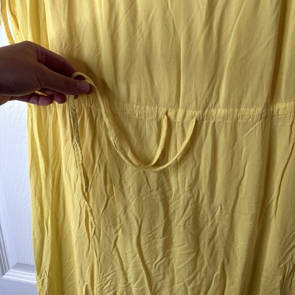 Charli Nevin Yellow V-Neck Ruched Drawstring Midi Dress Women's Size 8 - Picture 6 of 11